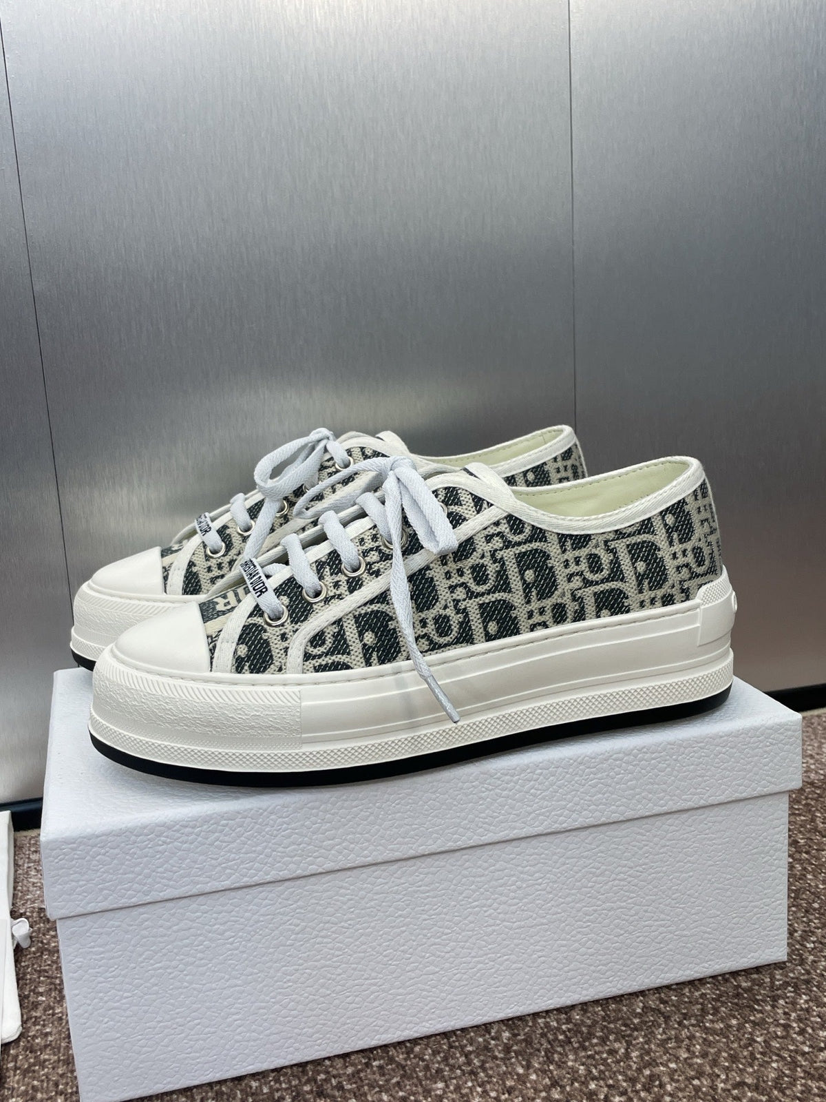 CD Walk'n Dior Denim D Jacquard Fabric Cowhide 551452