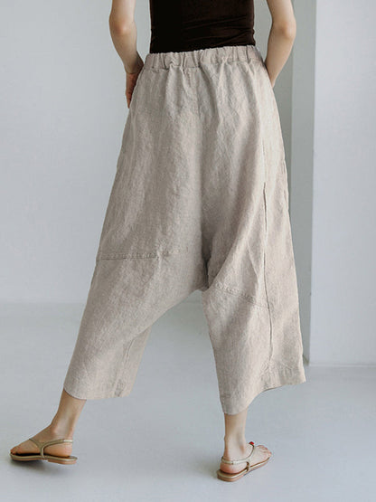Loose Ninth Pants Elasticity Solid Color Casual Pants Bottoms