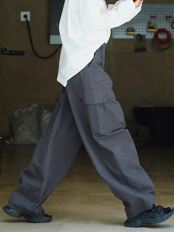 Leisure Fashion Wide Leg High Waisted Solid Color Pants