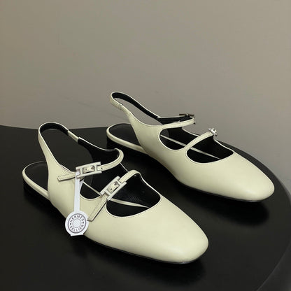 Hermes 26S Mila Open-Heel Sandals White in Calfskin 594348