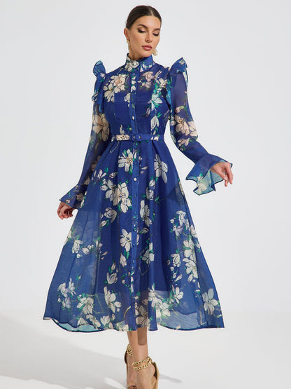 Elizabeth Bloom Chiffon Midi Dress