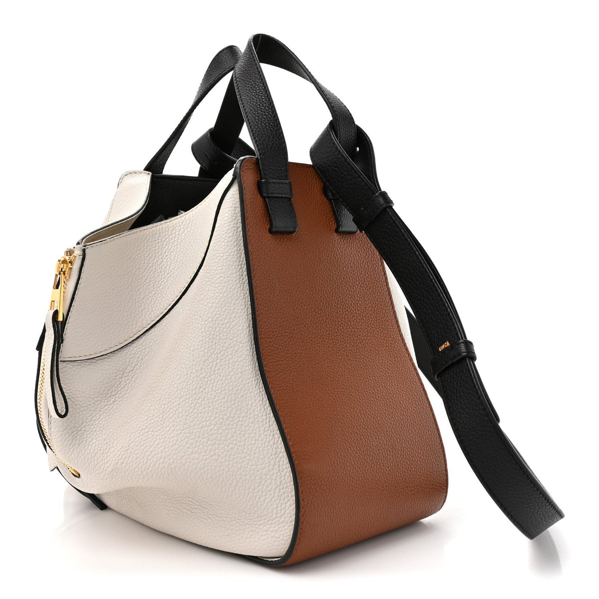 Calfskin Small Hammock Shoulder Bag Tan Ivory Black