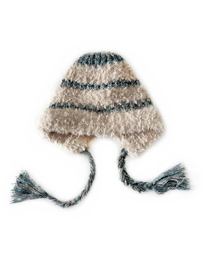Haila - Winter Striped Knitted Beanie with Cute Braids