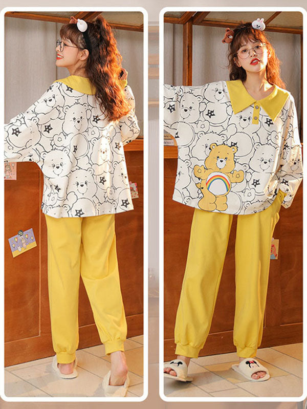 Comfortable Cartoon Printed Long Sleeve T-Shirt&Pants Pajama Set