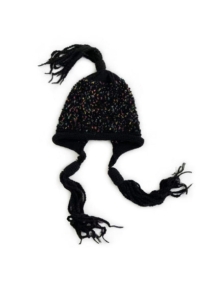 Haila - Winter Knitted Beanie with Tassels &amp; Colorful Speckled Patterns