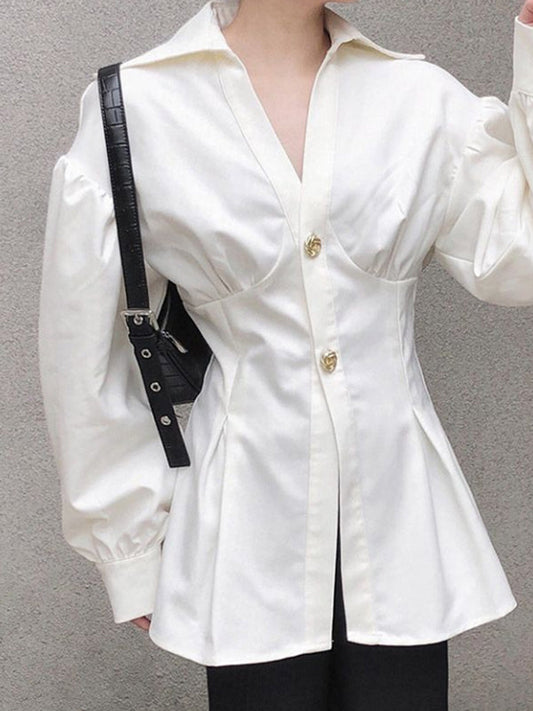 Wrap Solid Color V-Neck Blouses&Shirts Tops