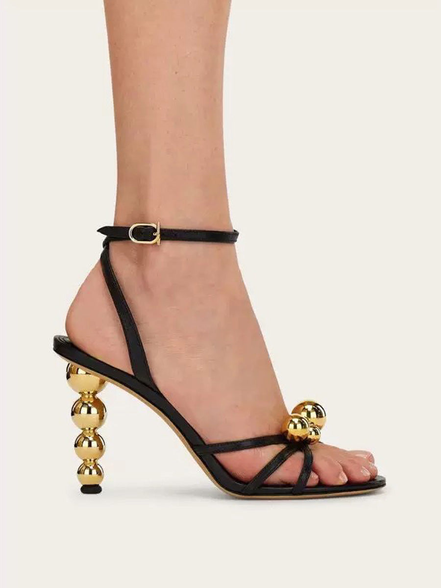 Oceane Sexy Metal Ball Embellished Sandals