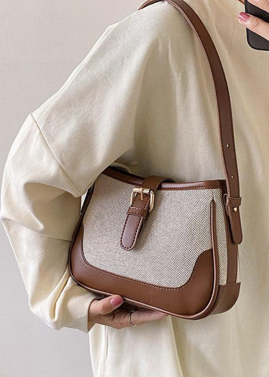 Canvas Shoulder Bag With Leather Trim