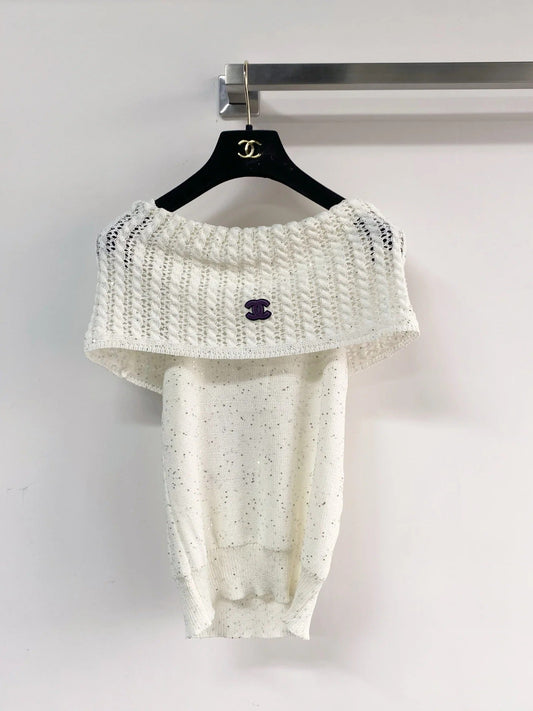 Chanel 2026 Off-the-shoulder Knitted Top Wool Cashmere
