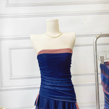 Vesty - Asymmetrical Fringe Hem Bustier Top