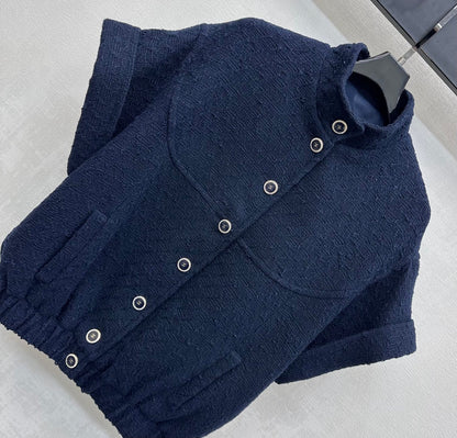 CC Jacket Short-sleeved Navy Blue Cotton 350255