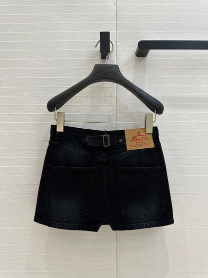 Prada 25 Denim Skirt Black Cotton