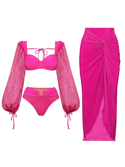 Aurelia Mesh Fishbone Backless Swimsuit Set
