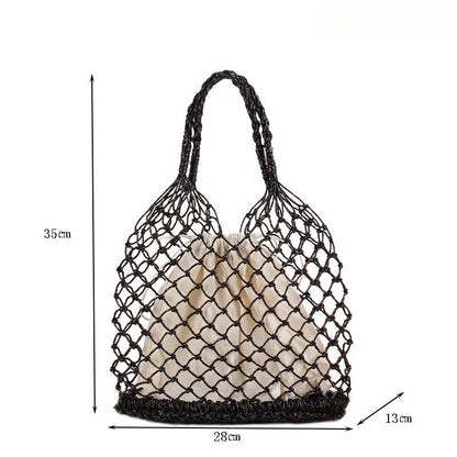 Crochet Market Bag Gold Silver Thread Hand Crochet Bag