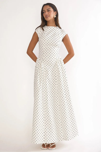 Lynnie Cap Sleeve Maxi Dress Polka Dot