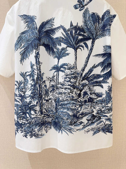 CD Coconut Short Sleeves Shirt Blue mix White Cotton