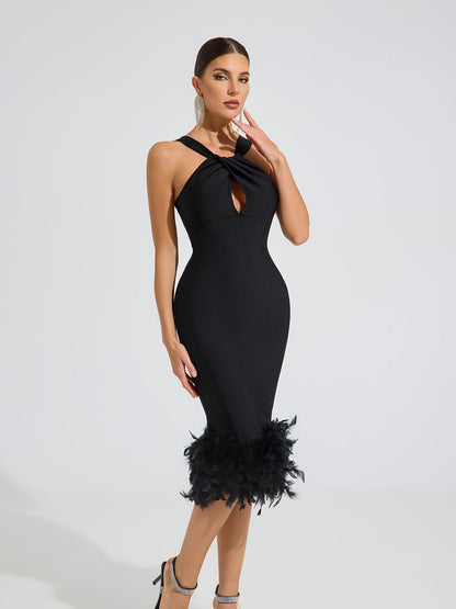 Gwyneth Feather Elegance Midi Dress