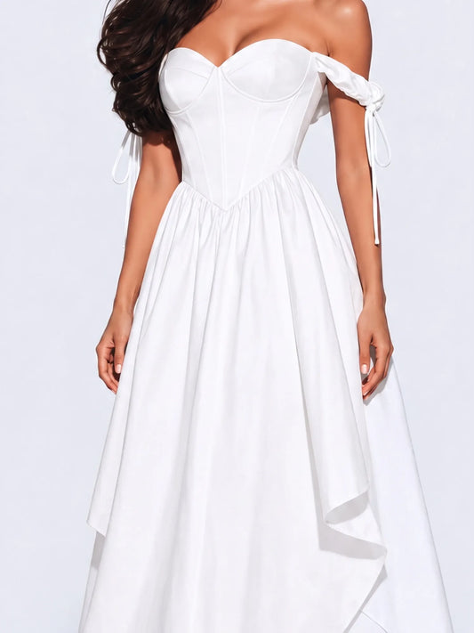Elowen Off Shoulder Fitted Waist Maxi Dress