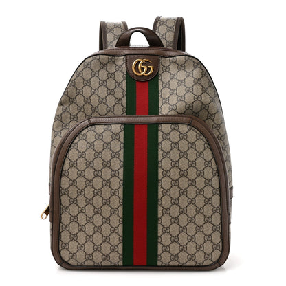 GG Supreme Monogram Medium Ophidia Day Backpack Brown