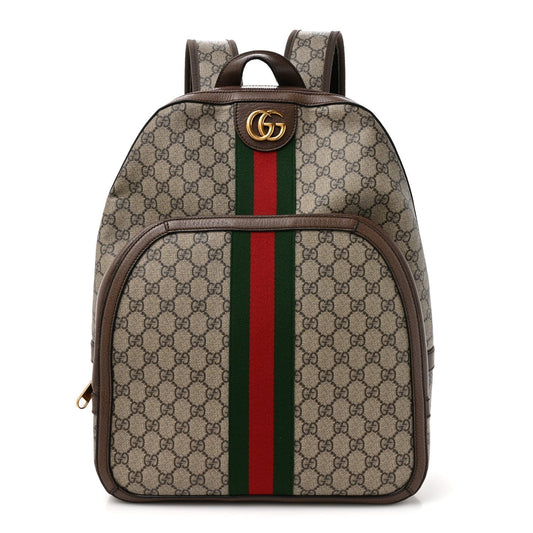 GG Supreme Monogram Medium Ophidia Day Backpack Brown