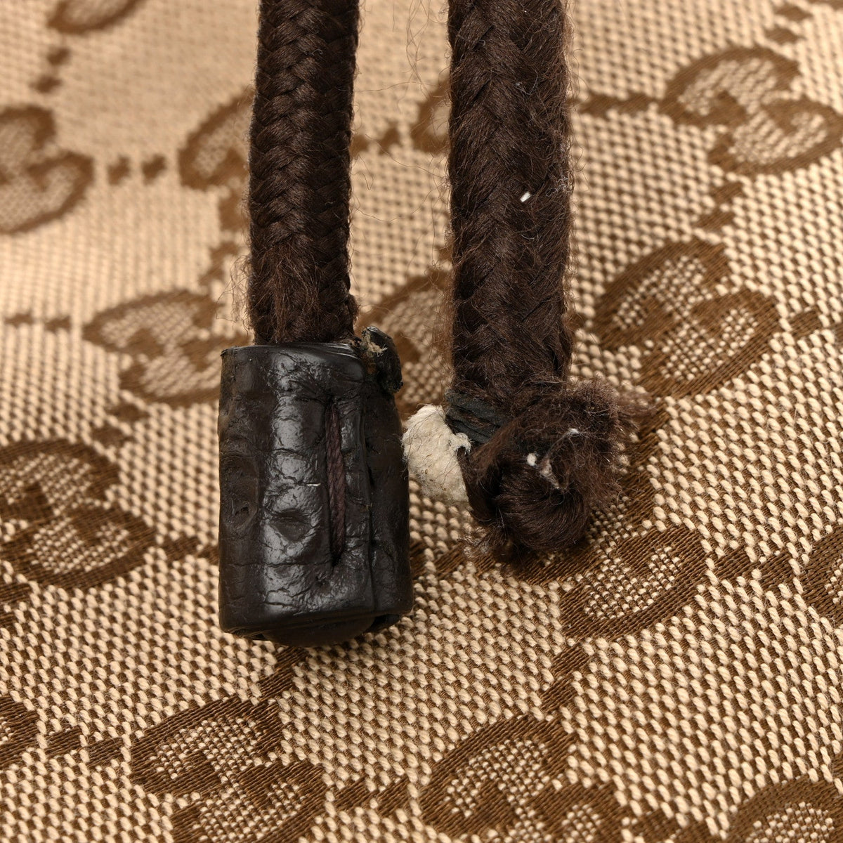 Monogram Dollar Calfskin O Drawstring Backpack Beige Ebony Testa di Moro Dark Chocolate