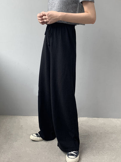 Simple Casual 3 Colors Knitting Wide-Leg Pants