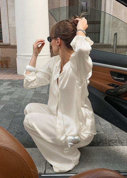 Satin Relaxed Shirt And Pants Two Piece Set