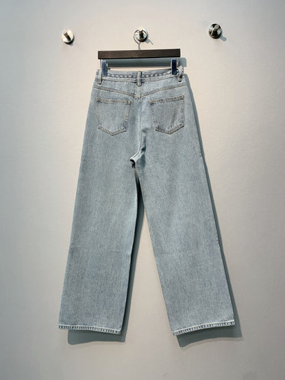 CC SS26 Wide-Leg Jeans with Logo Trim Light Blue Cotton 350939