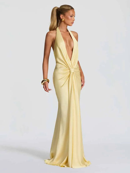 Aida Sexy Deep V-Neck Maxi Dress