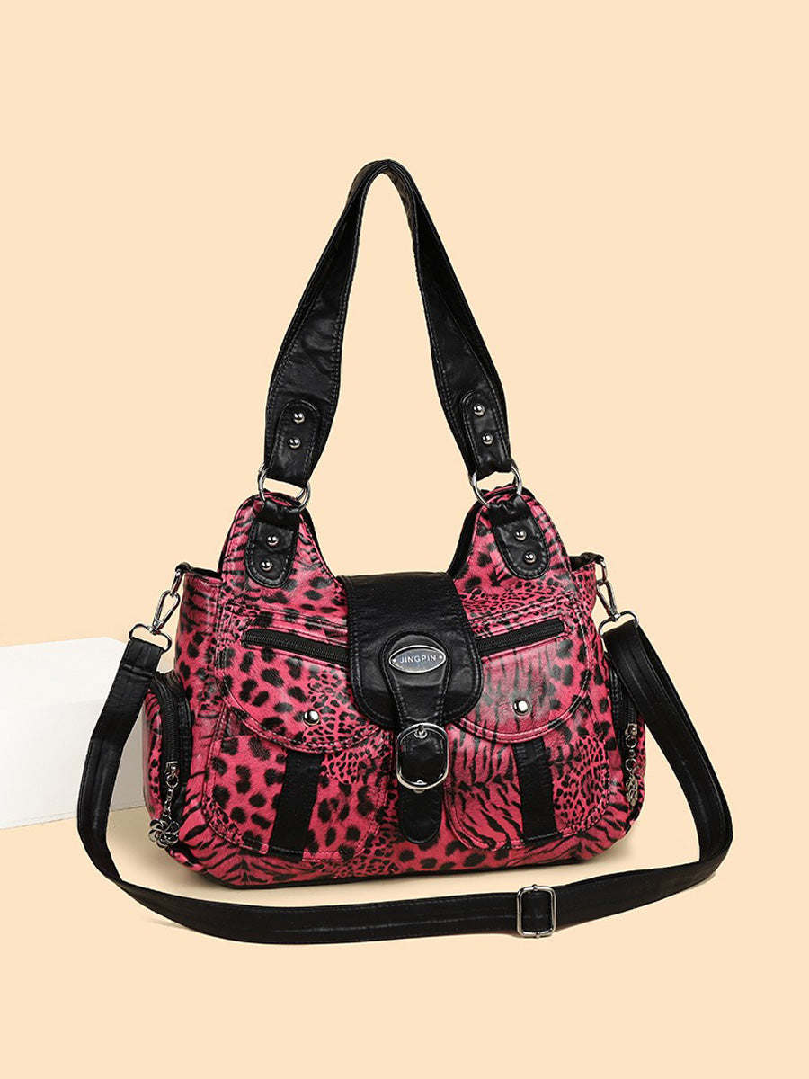Layla Leopard-Print Studded Handbag