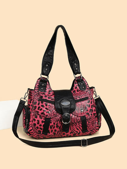 Layla Leopard-Print Studded Handbag