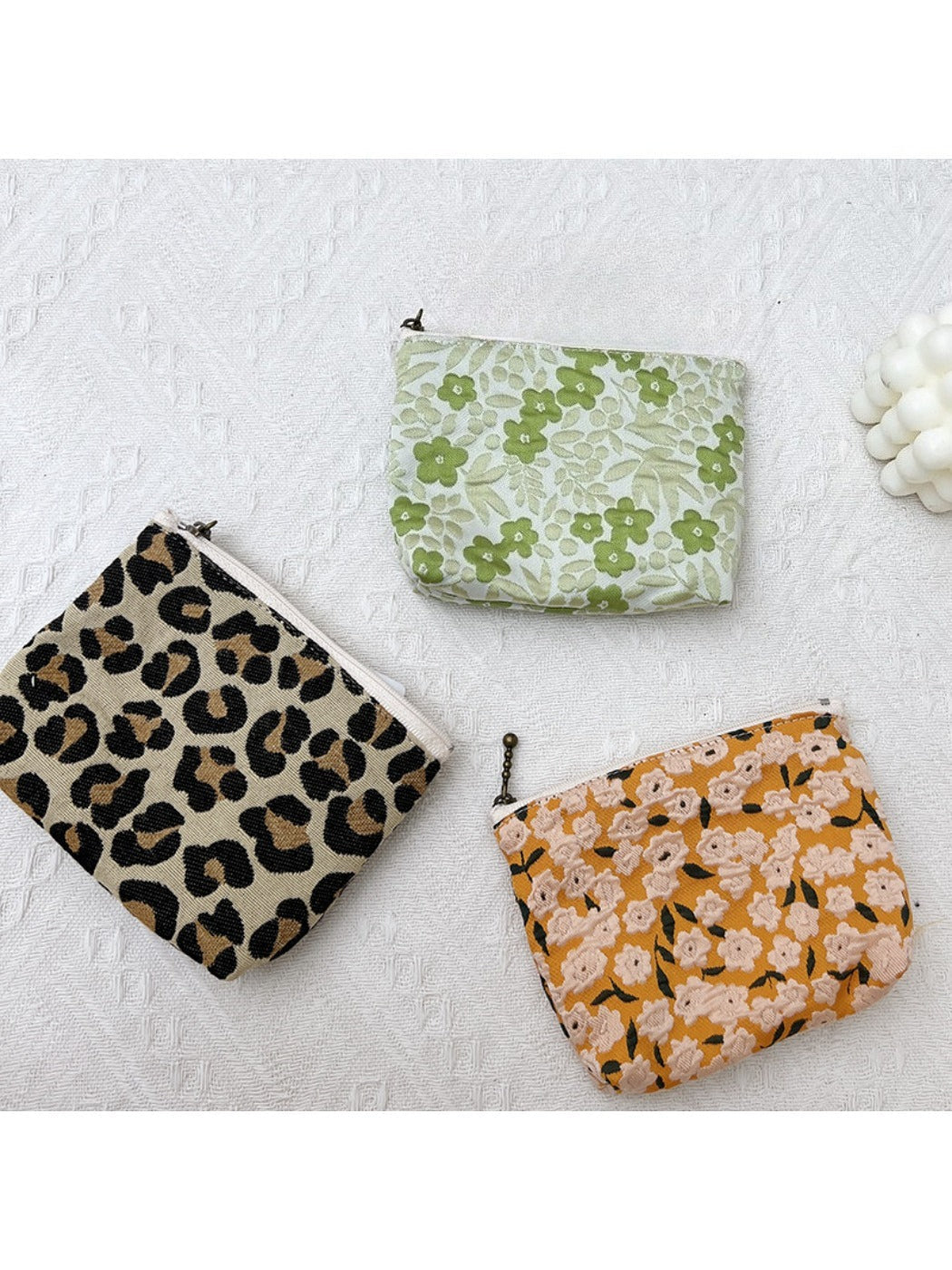 Cosbai - Small Coin Purse with Leopard &amp; Floral Prints