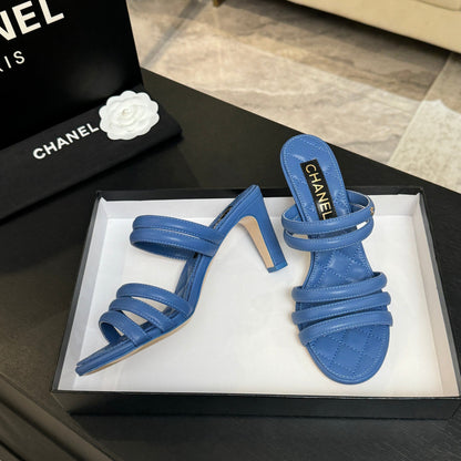 CC 26C Double C Strap Sandals Blue Sheepskin