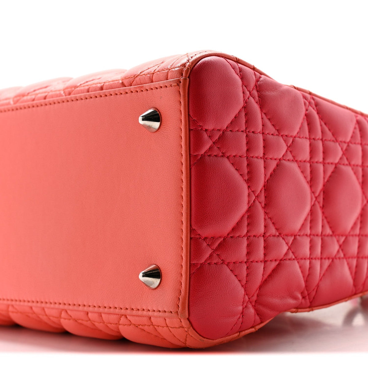 Lambskin Cannage Medium Bi-Color Lady Dior Orange Fuchsia