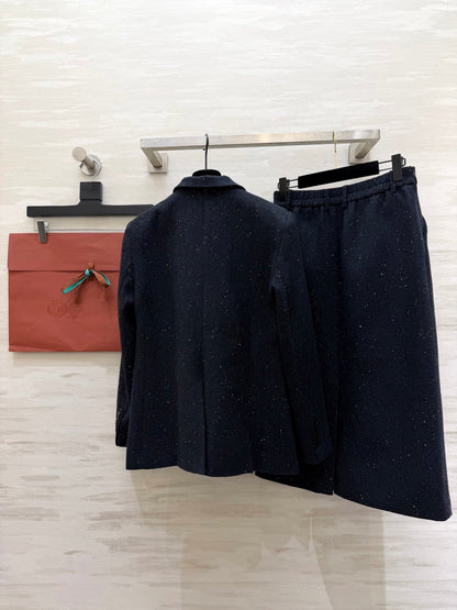 LP Blend Suit Set Dark Blue Spotted Wool 346557