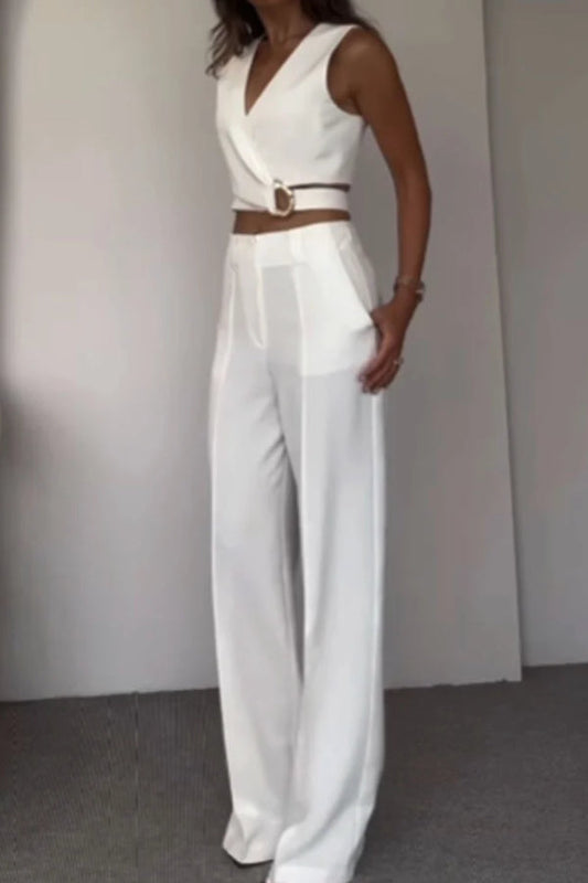 Fashion Crossover Vest \u0026 Pants Two-piece Set