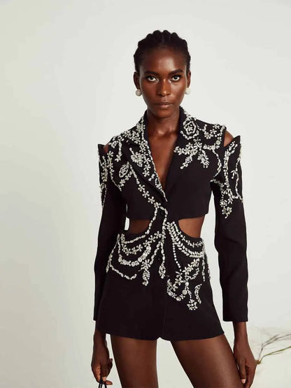 Cassandra Crystal-embellished Cut-out Blazer