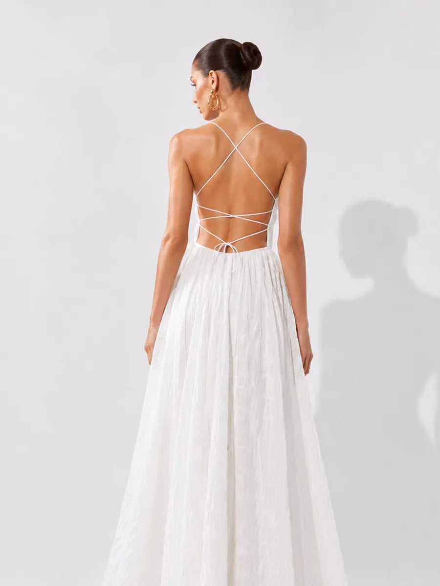 Valeria Island Vacation Backless Maxi Dress
