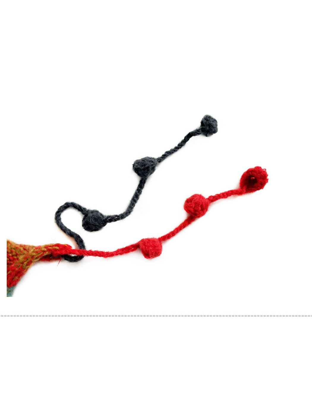 Haila - Colorful Earflap Knitted Beanie with Pompoms
