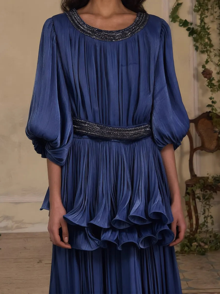 Lucia Puff-Sleeve Ruffled Maxi Dress