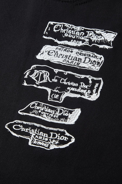 CD Embroidered Logo Sweater Black Wool Cotton