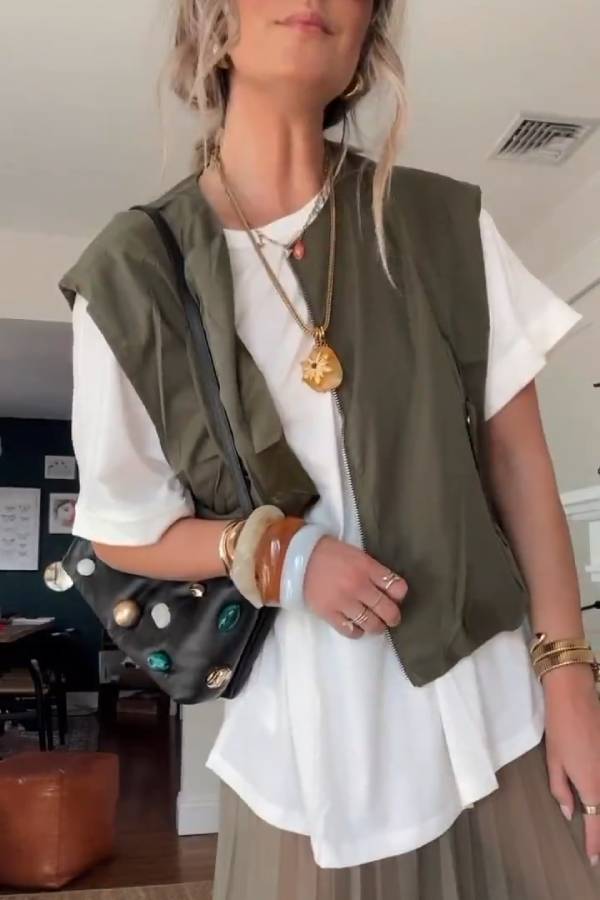 Women's casual zipper work vest