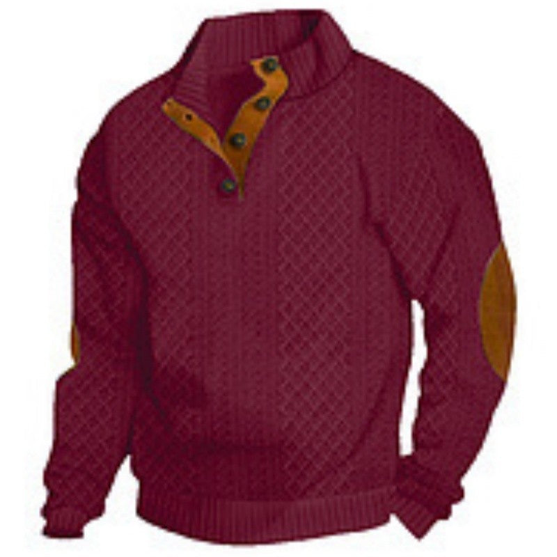 Stand Collar Long Sleeve Jacquard Knit Sweater