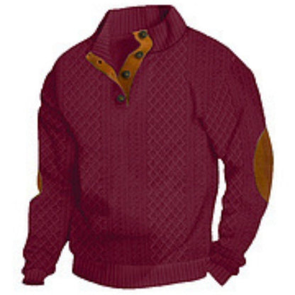 Stand Collar Long Sleeve Jacquard Knit Sweater