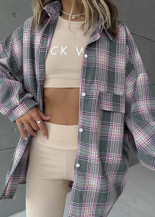 Soft Cotton Plaid Shirt Casual Colorful Design