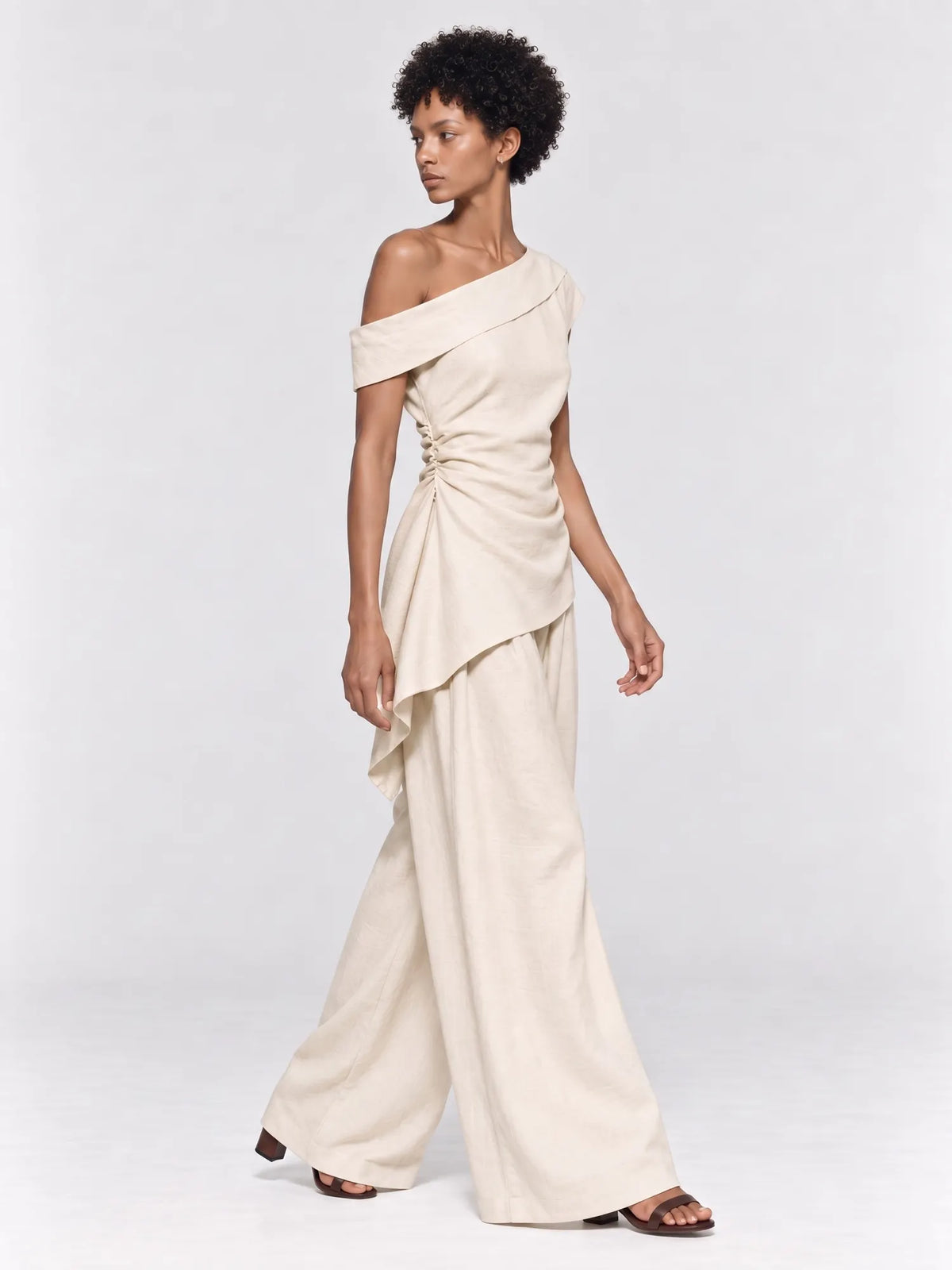 Rosalyn One Shoulder Top and Wide-Leg Trousers Set