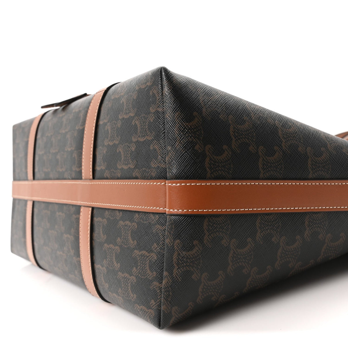 Triomphe Canvas Calfskin Cabas Drawstring Tan
