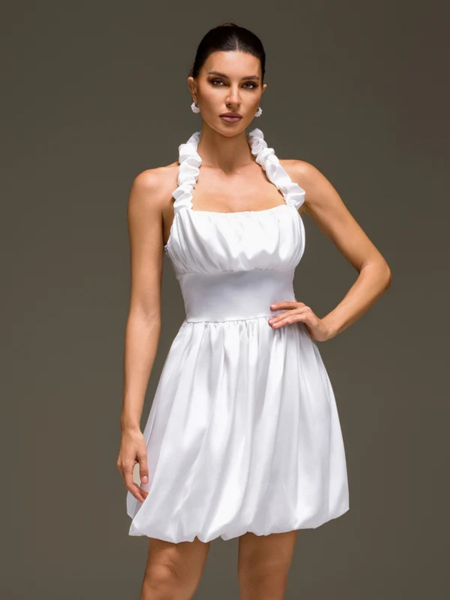 Aurora Ruffled Halter-Neck Bubble Mini Dress