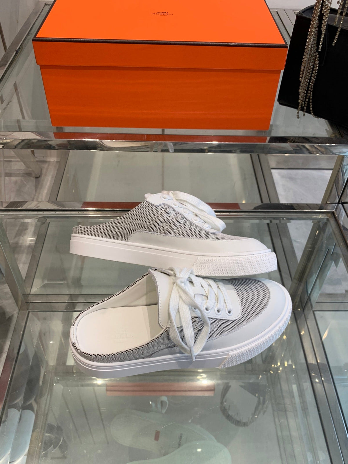 HM Keep Sneaker Gray mix White Canvas Calfskin 291839
