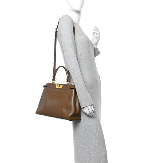 Vitello Morgan Fabric Jacquard Pequin Medium Peekaboo Iconic Satchel Foresta Tobacco Black
